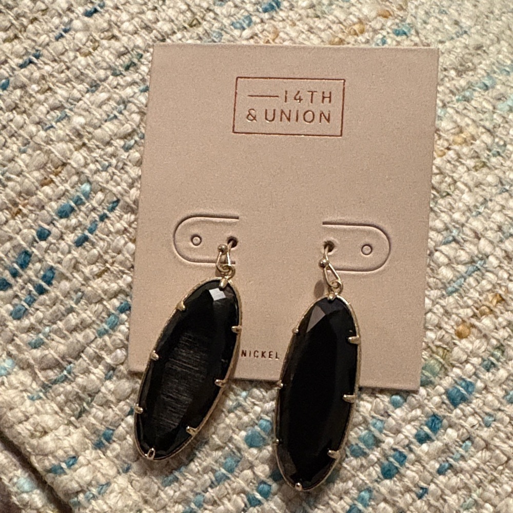 14th & Union Black Oval Earrings with Silver Accents